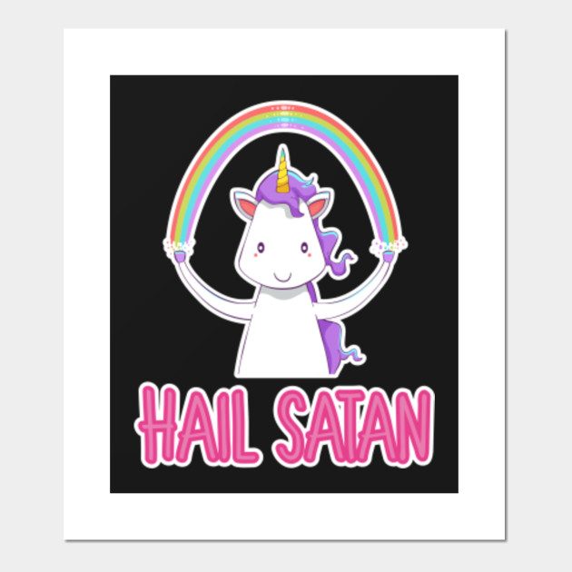 Hail Satan Tee Shirt Unicorn Funny Design Art